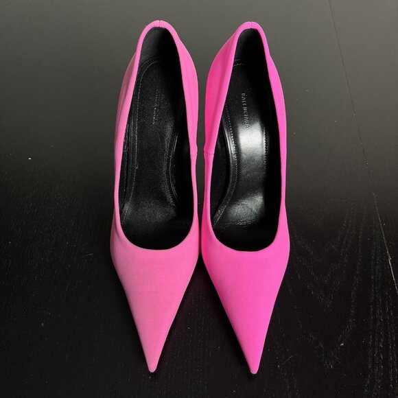 *FLAWED, READ* -- BALENCIAGA Womens Size 37.5 Knife Pumps Heels Fluorescent Pink - Picture 1 of 16